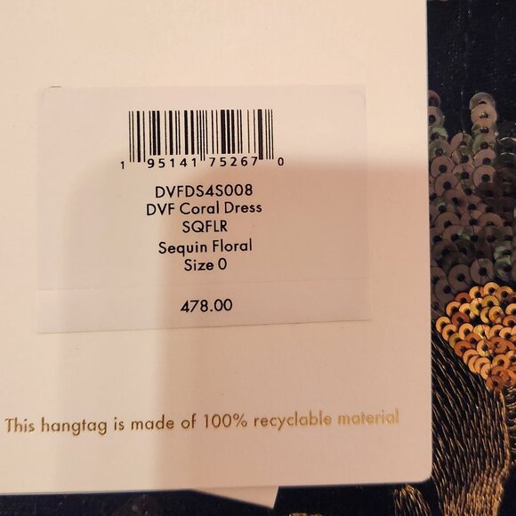 Diane Von Furstenberg DVF  Coral Sequined Floral Midi Dress NWT  size 0 - Picture 6 of 7